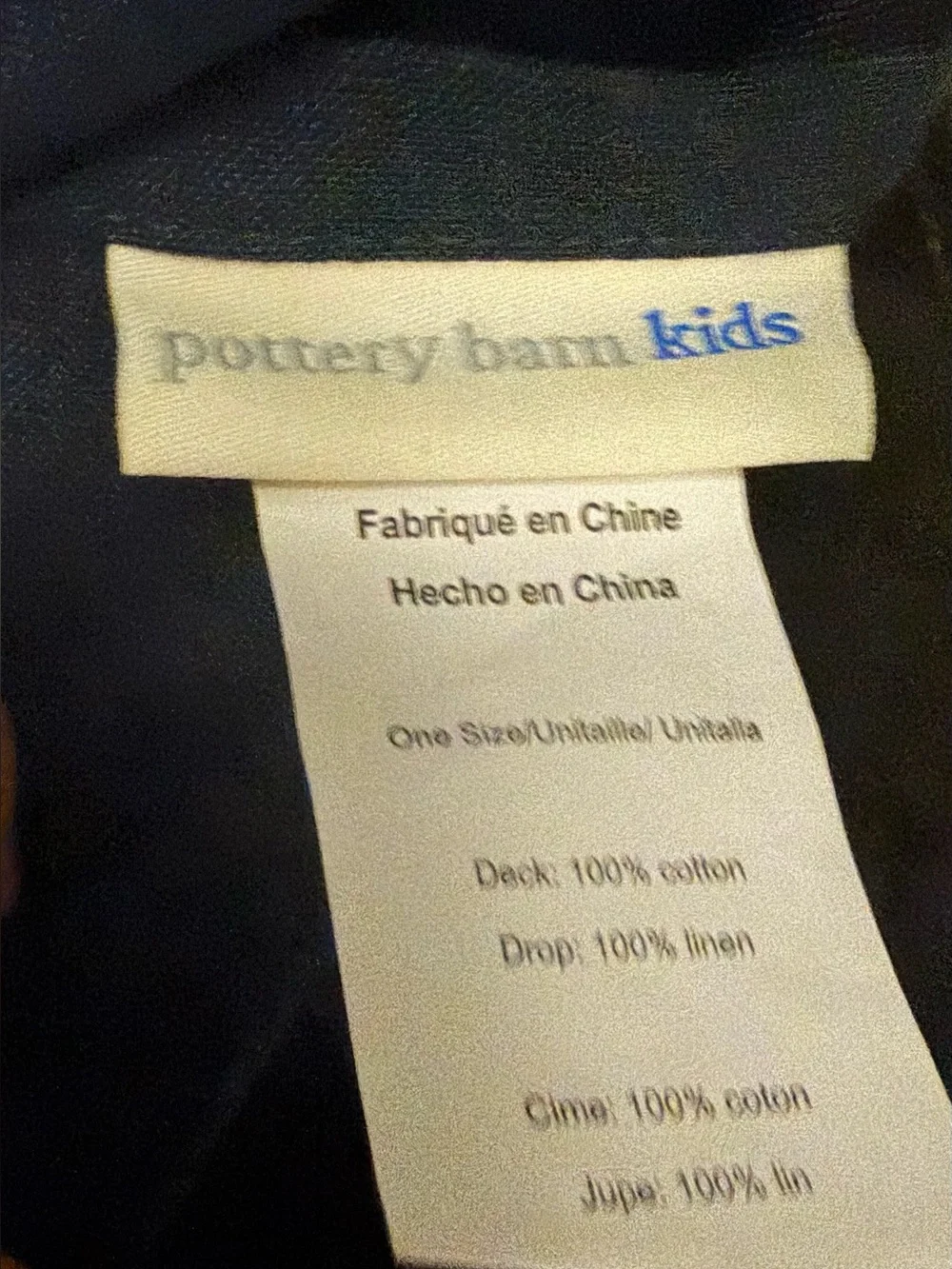 Pottery Barn Kids Navy blue Linen Crib Skirt excellent condition